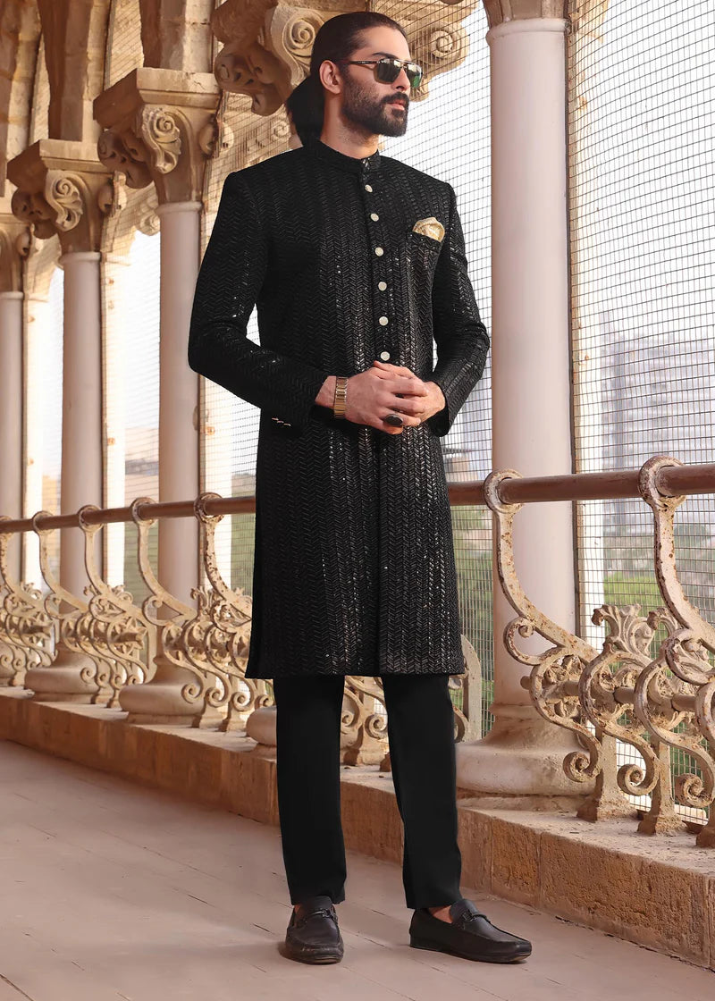 Black sherwani suit discount