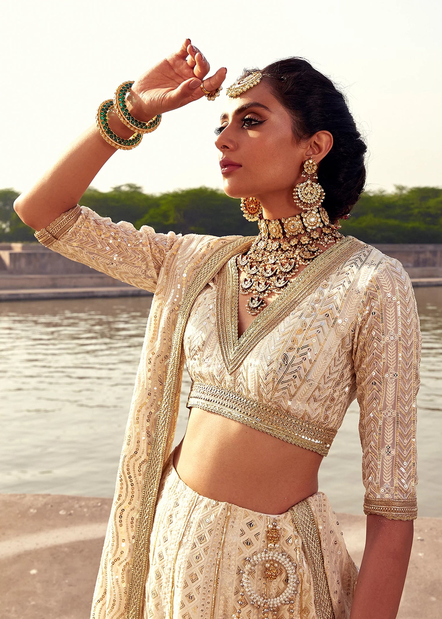 Jahan Ara | Chicken Kari Embellished Lehenga Choli