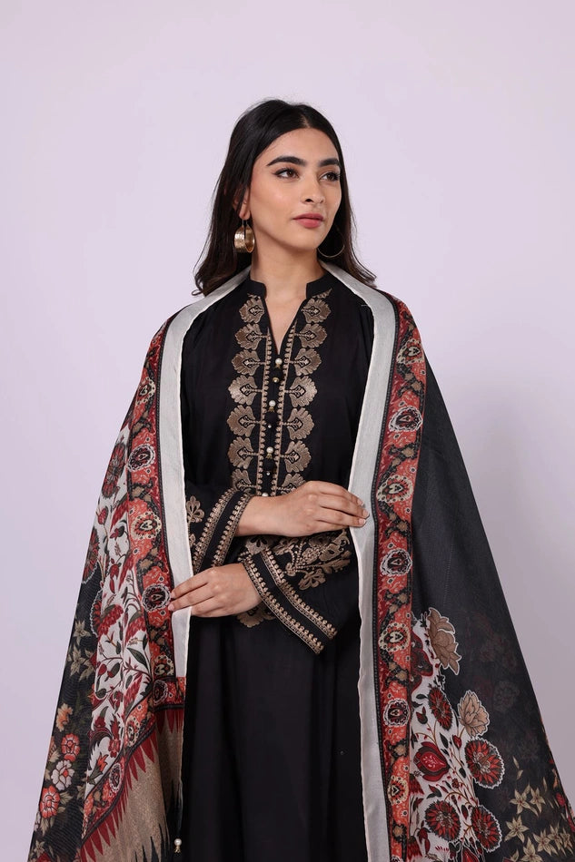 Women's Black Embroidered Suit