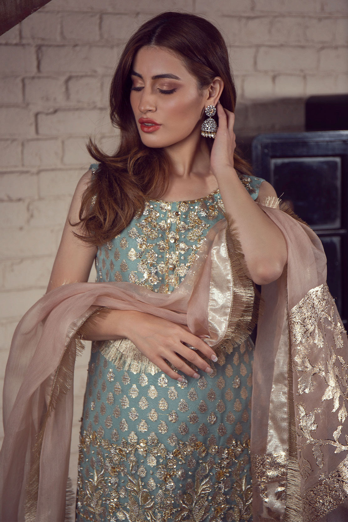 Laleh | Organza Embellished Zari Gharara