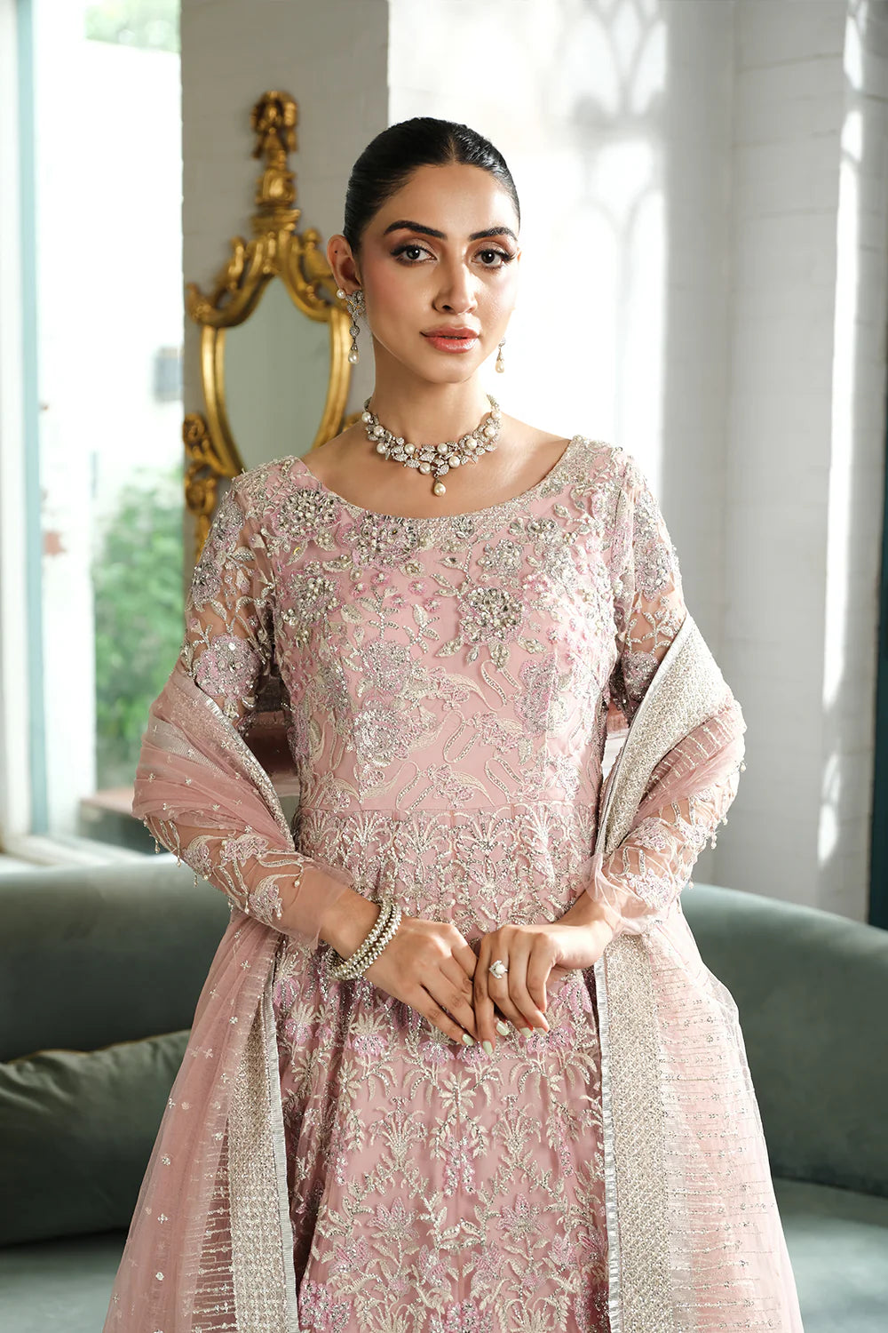 Saira Rizwan | Lilac Net Hand Embellished Lehenga