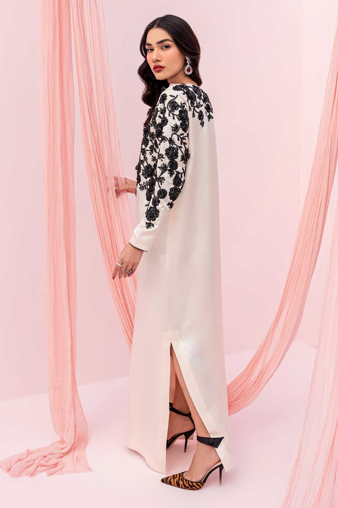 Valerie | White Embellished Silk Dress