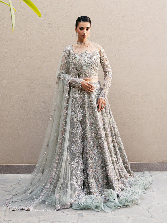 Lierre | Mint Bridal Net Embellished Lehenga