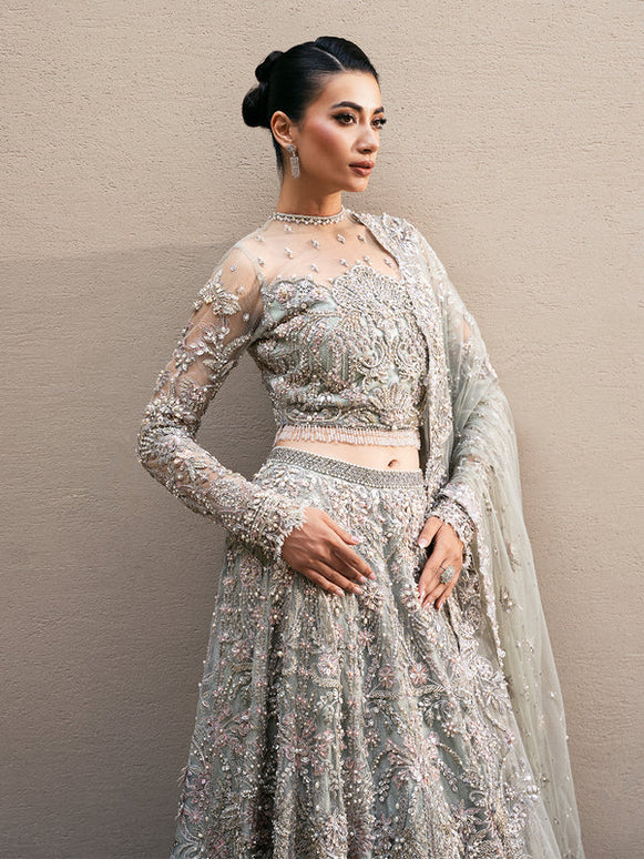 Lierre | Mint Bridal Net Embellished Lehenga