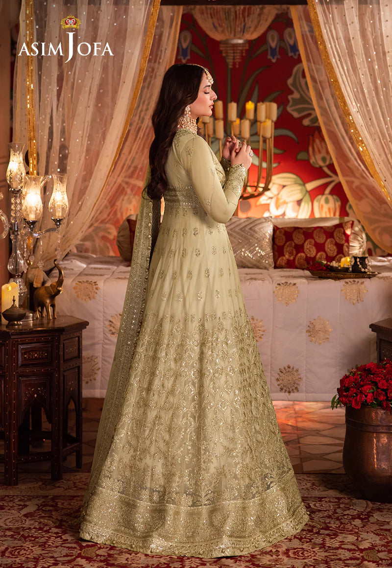 Asim Jofa | Cream Embroidered Embellished Net Dress
