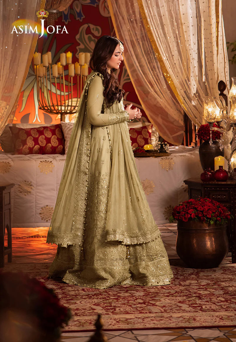 Asim Jofa | Cream Embroidered Embellished Net Dress