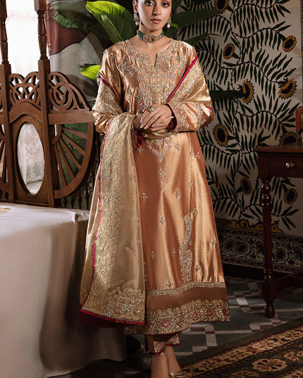 Mushq | Red Festive Embellished Silk Suit