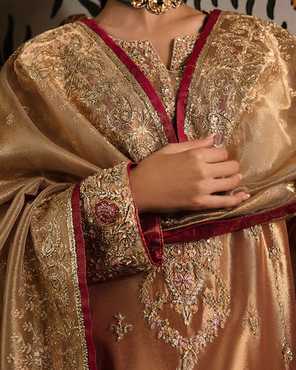 Mushq | Red Festive Embellished Silk Suit