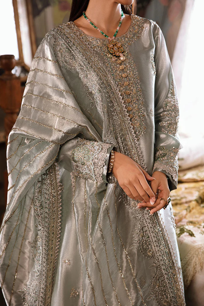 Mushq | Sea Green Festive Embellished Silk Suit
