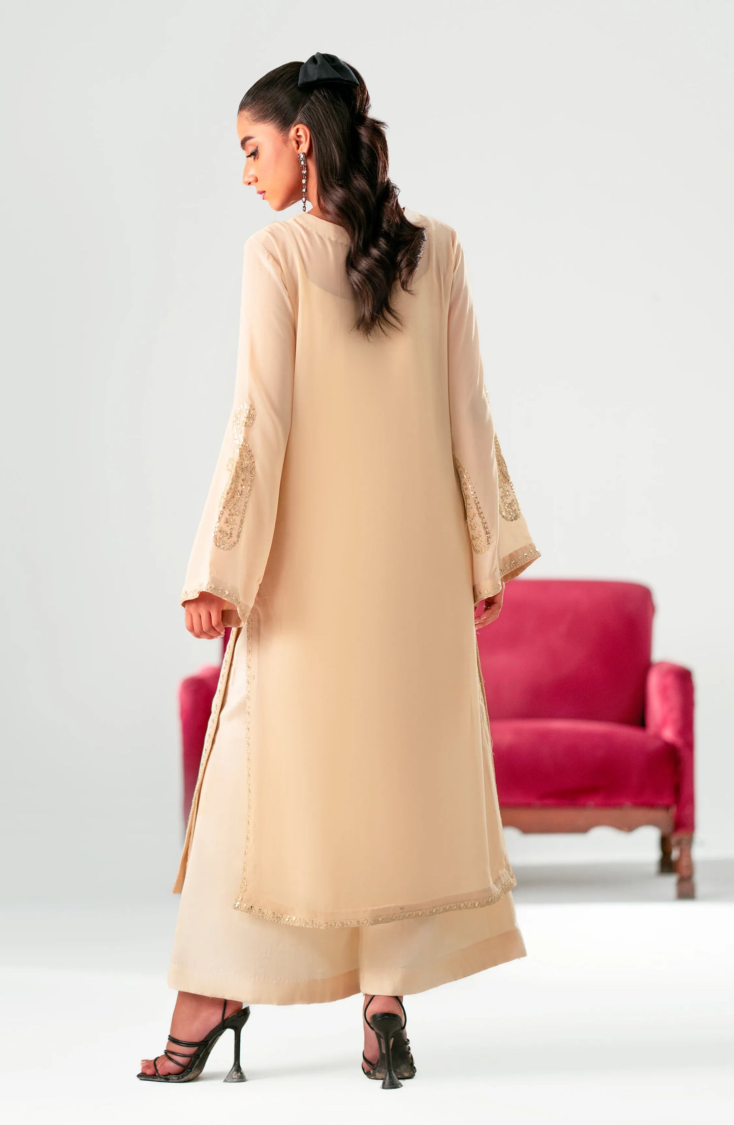 Camille | Embroidered Embellished Chiffon Cord Set