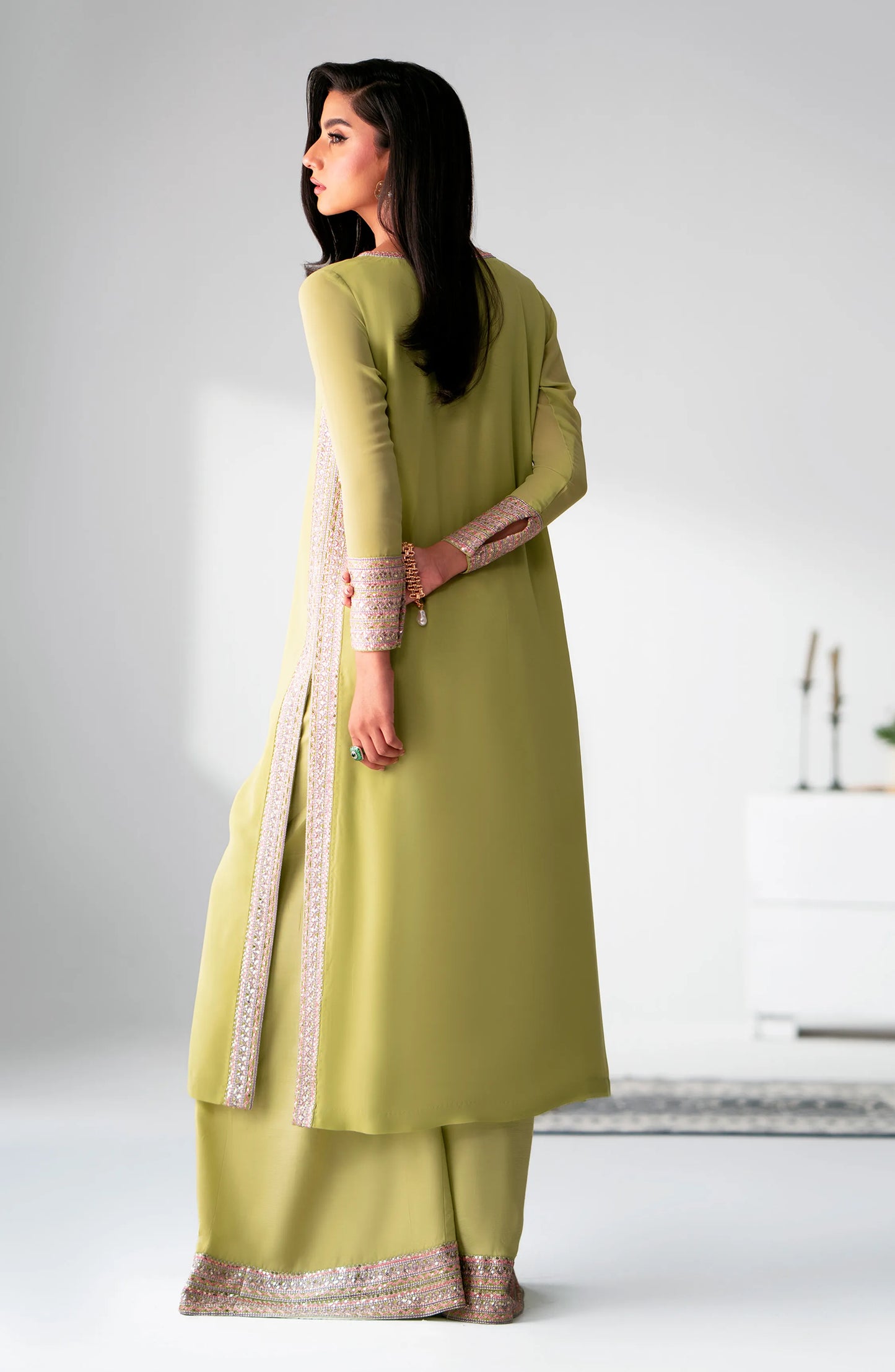 Emily | Embroidered Embellished Chiffon Cord Set
