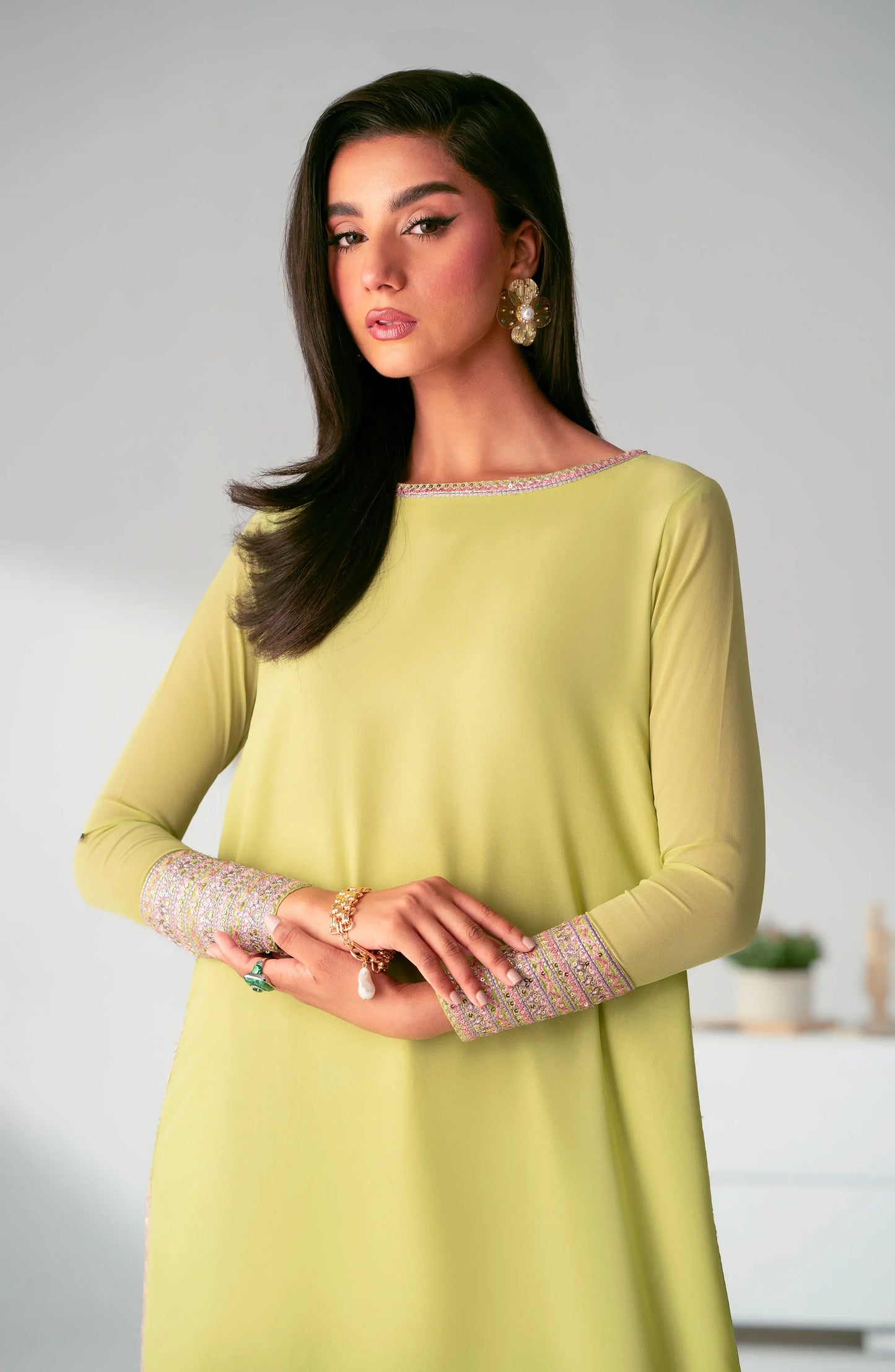Emily | Embroidered Embellished Chiffon Cord Set