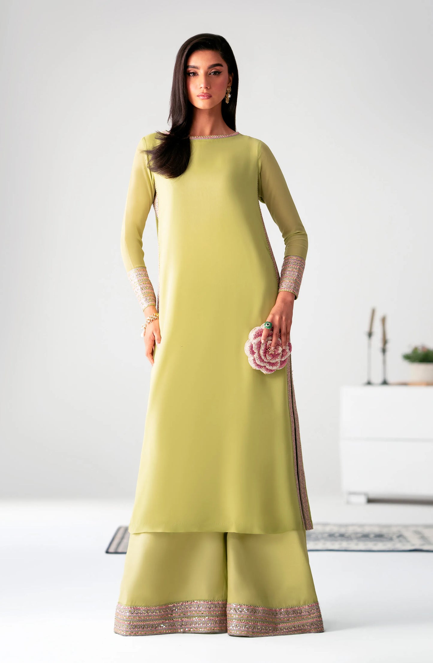 Emily | Embroidered Embellished Chiffon Cord Set