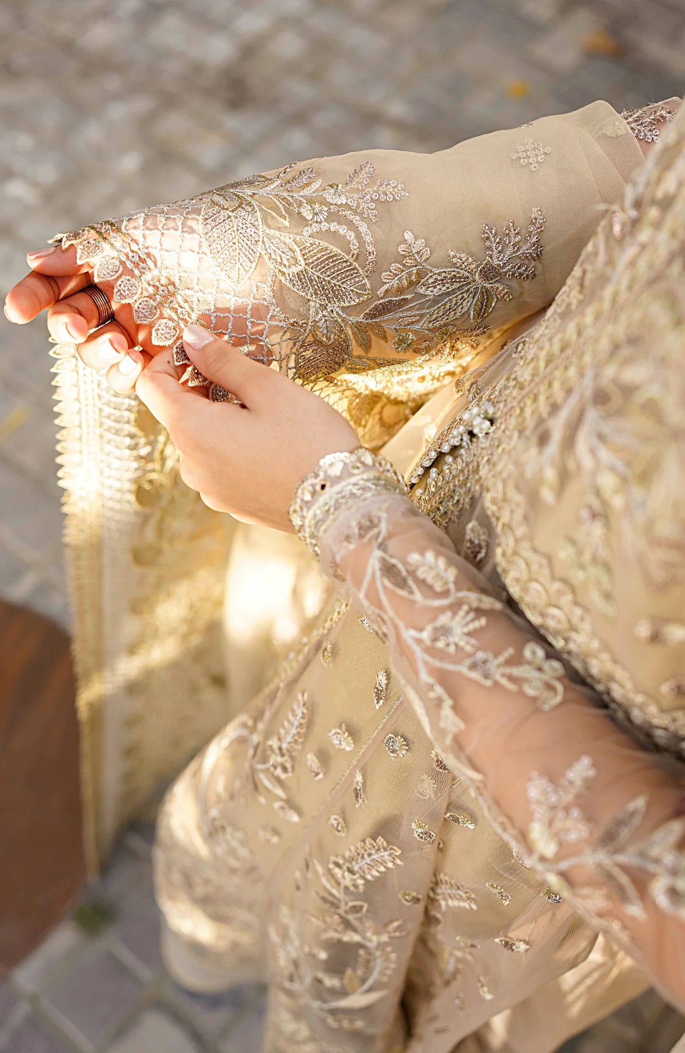 Hema | Gold Embroidered Net Sharara