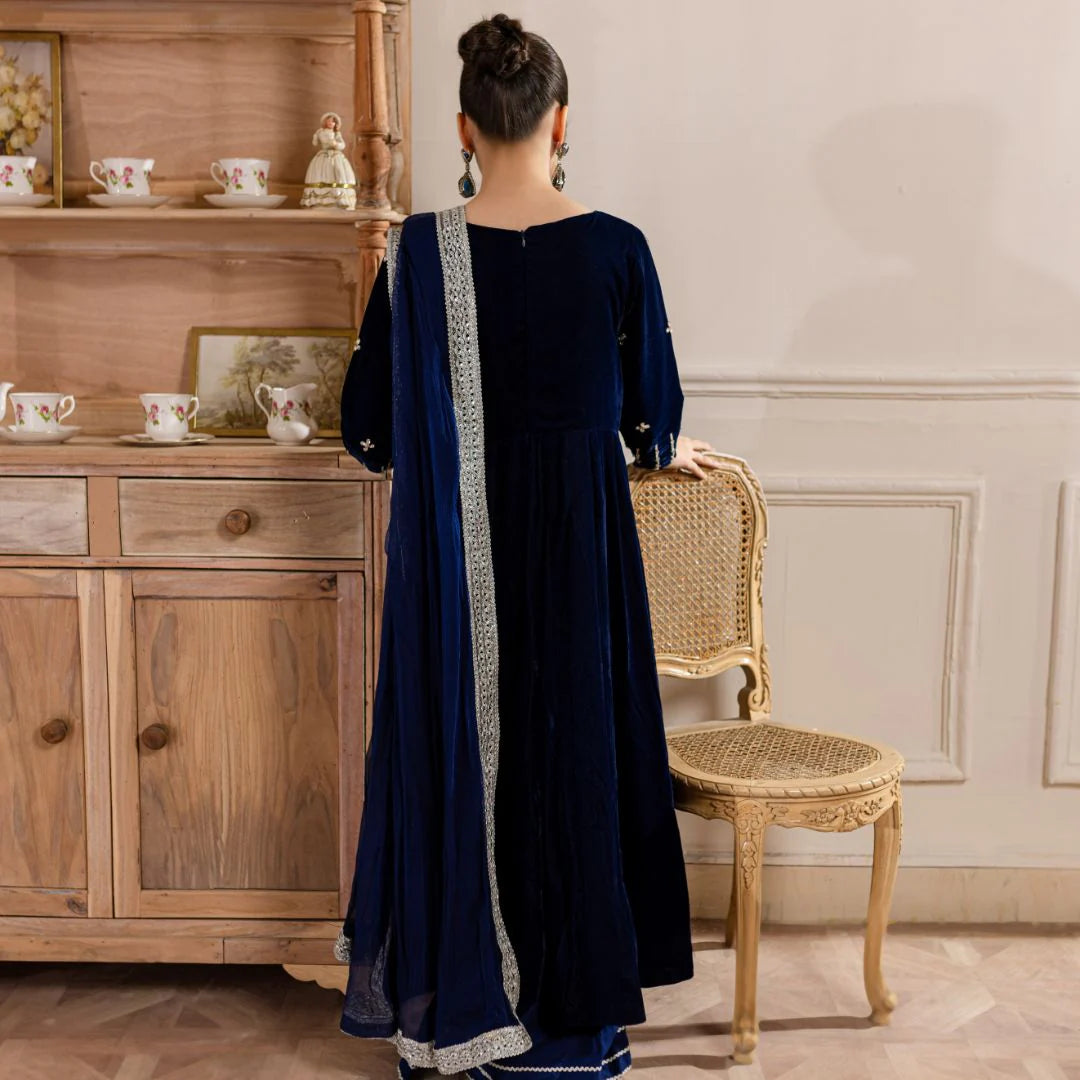 Maha | Girls Royal Blue Velvet Dress
