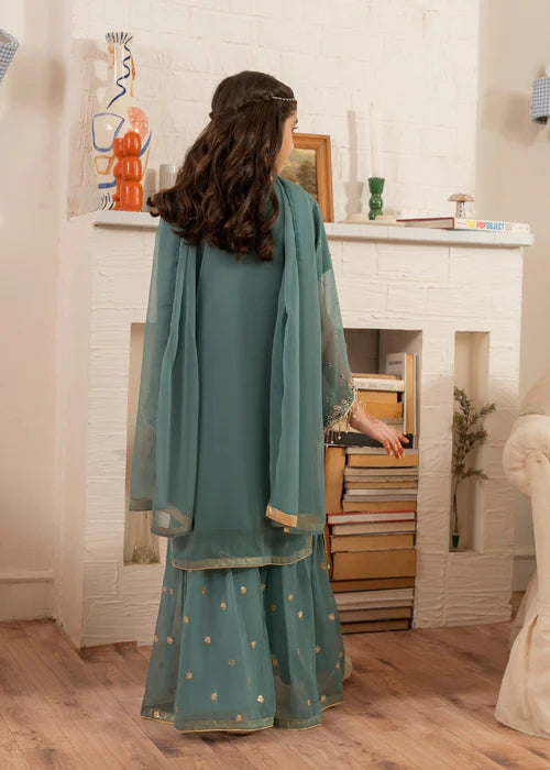 Maya | Girls Dark Ferozi Chiffon Gharara
