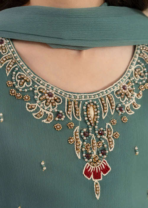 Maya | Girls Dark Ferozi Chiffon Gharara