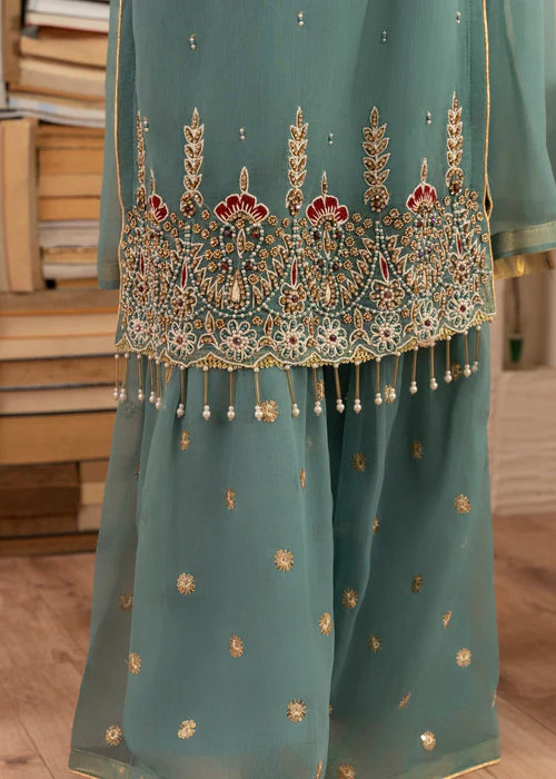 Maya | Girls Dark Ferozi Chiffon Gharara