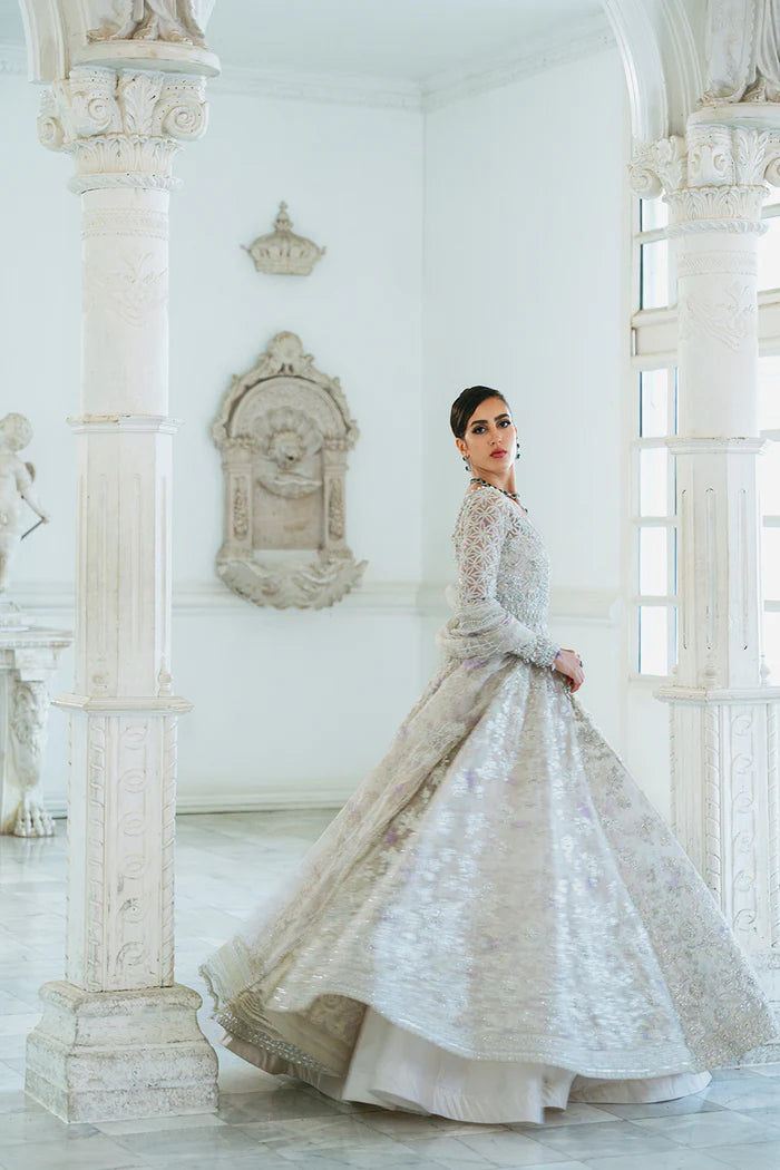Saira Rizwan | White Organza Hand Embellished Maxi Gown