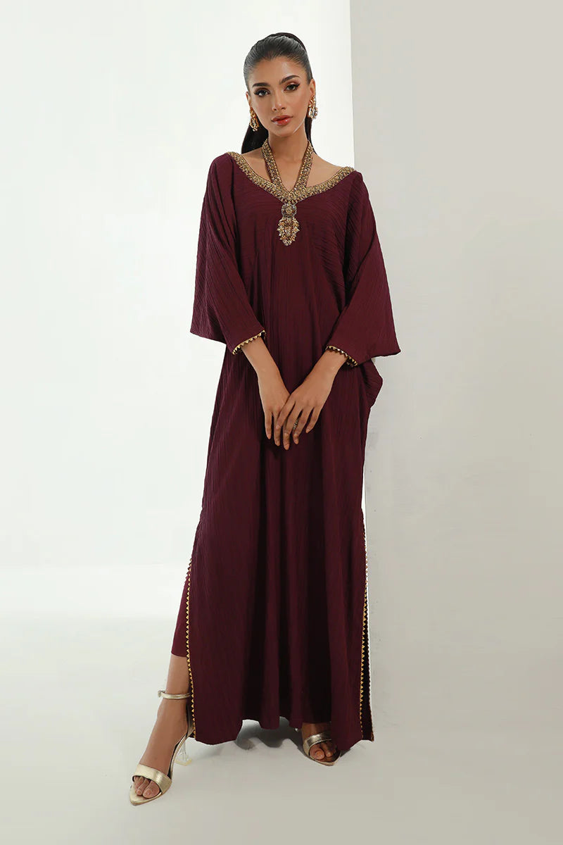Neelu | Plum Embellished Kaftan