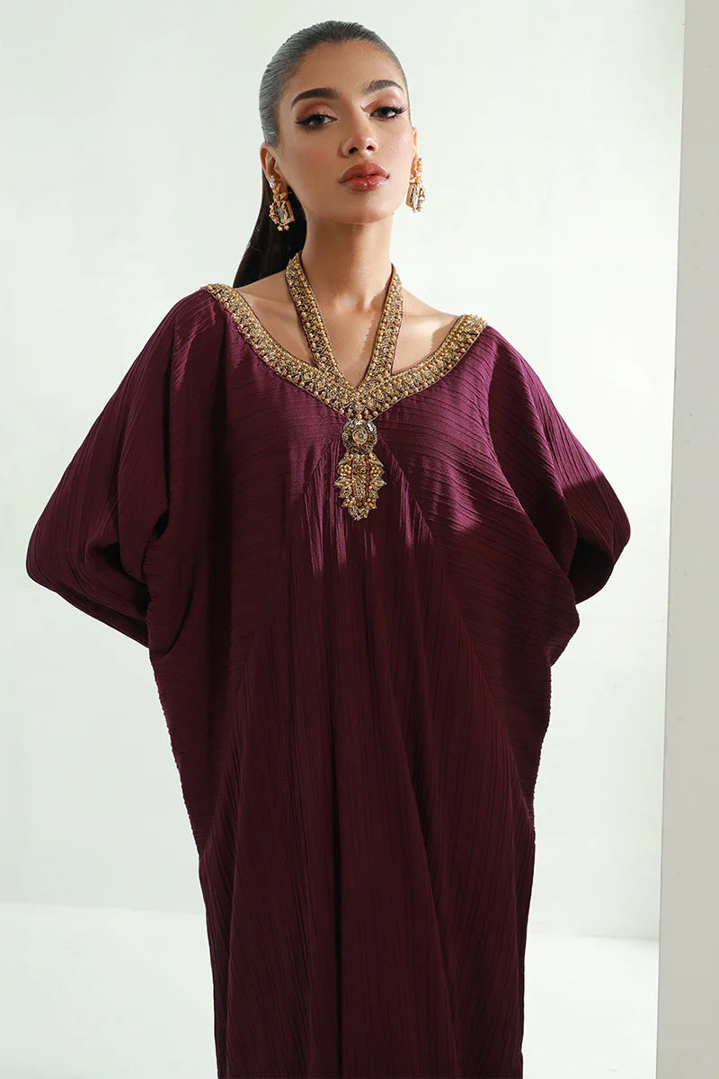 Neelu | Plum Embellished Kaftan