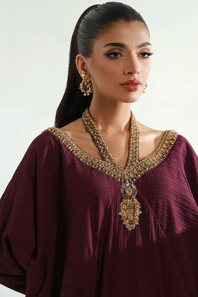 Neelu | Plum Embellished Kaftan