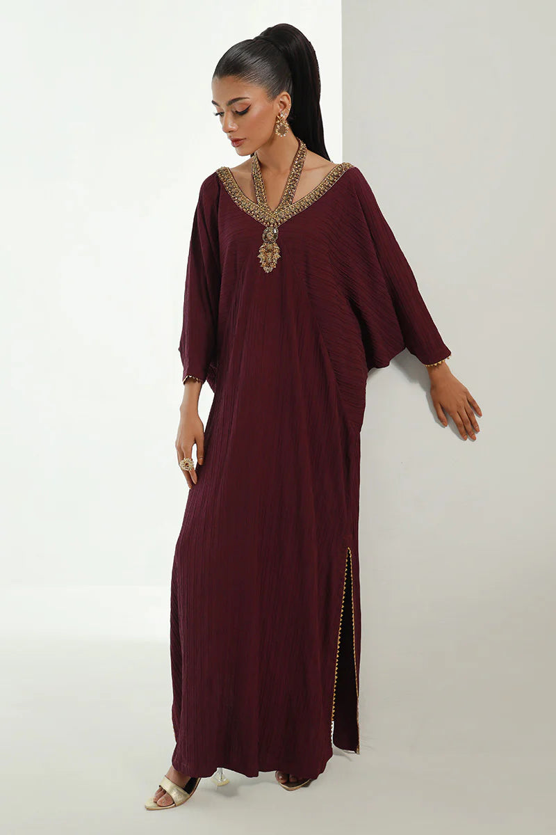 Neelu | Plum Embellished Kaftan