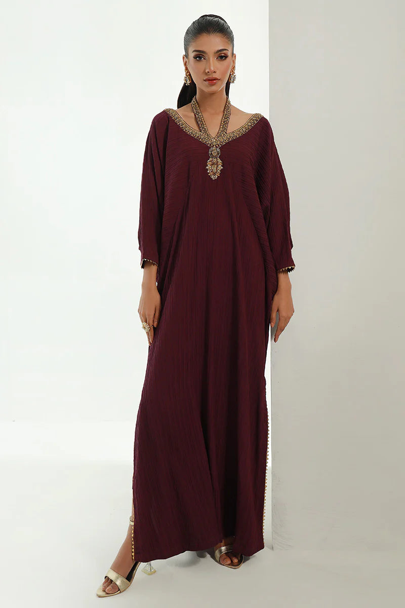 Neelu | Plum Embellished Kaftan