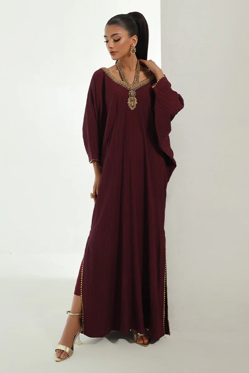 Neelu | Plum Embellished Kaftan