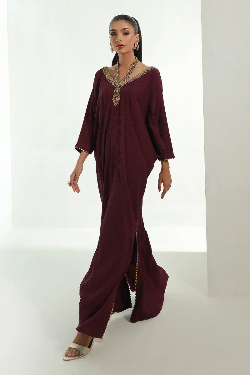 Neelu | Plum Embellished Kaftan