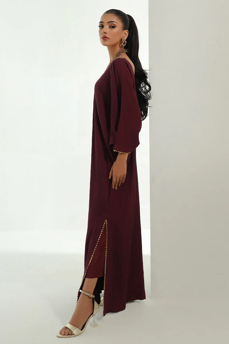 Neelu | Plum Embellished Kaftan