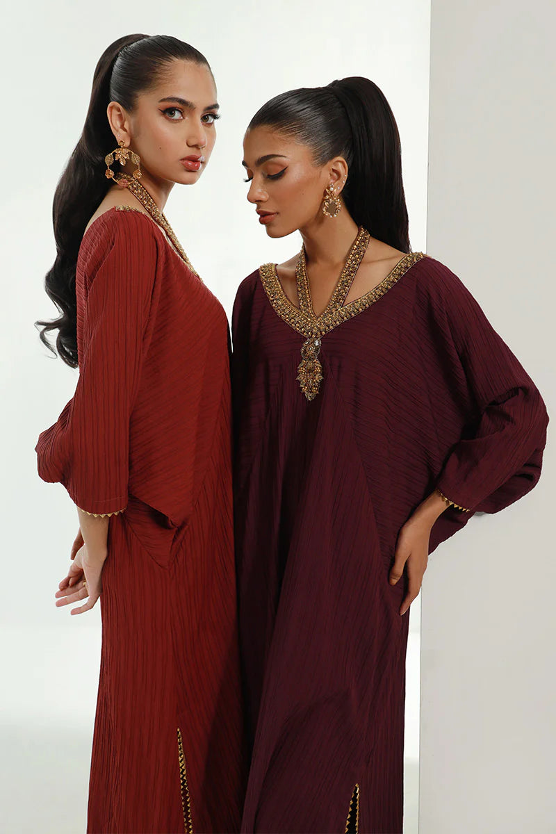 Neelu | Plum Embellished Kaftan