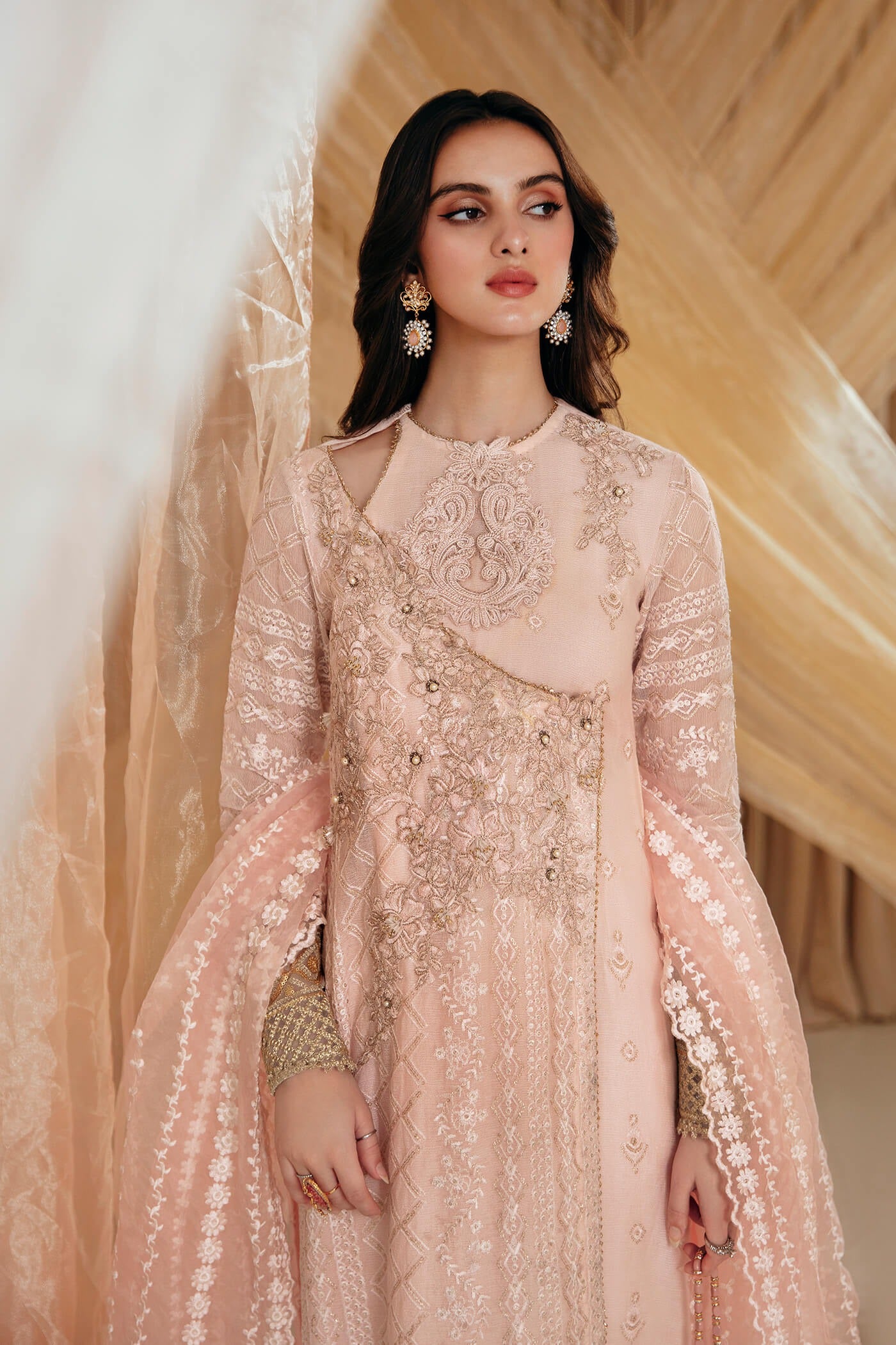 Rose | Pink Cotton Embroidered Angrakha Sharara