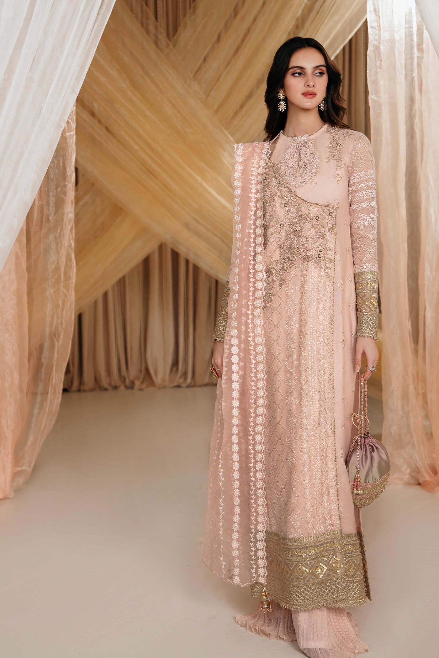 Rose | Pink Cotton Embroidered Angrakha Sharara