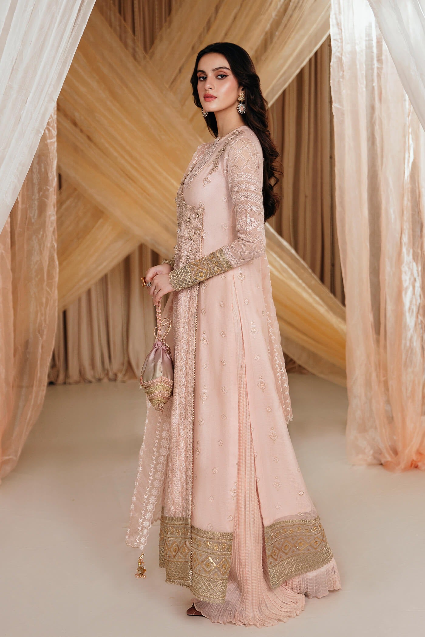 Rose | Pink Cotton Embroidered Angrakha Sharara
