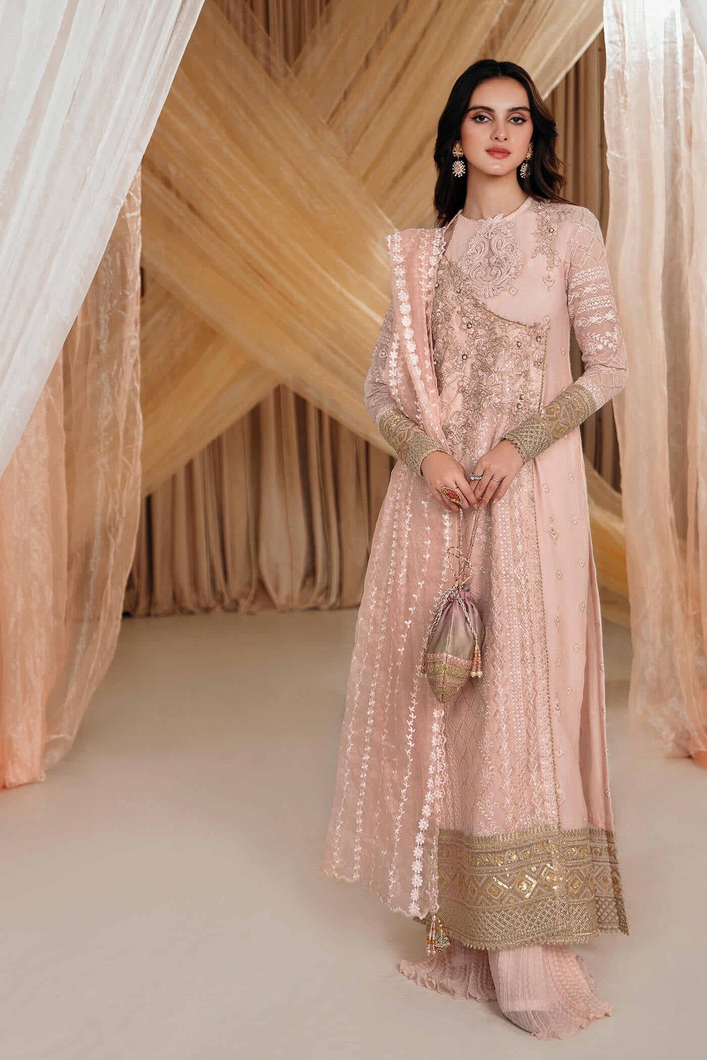 Rose | Pink Cotton Embroidered Angrakha Sharara