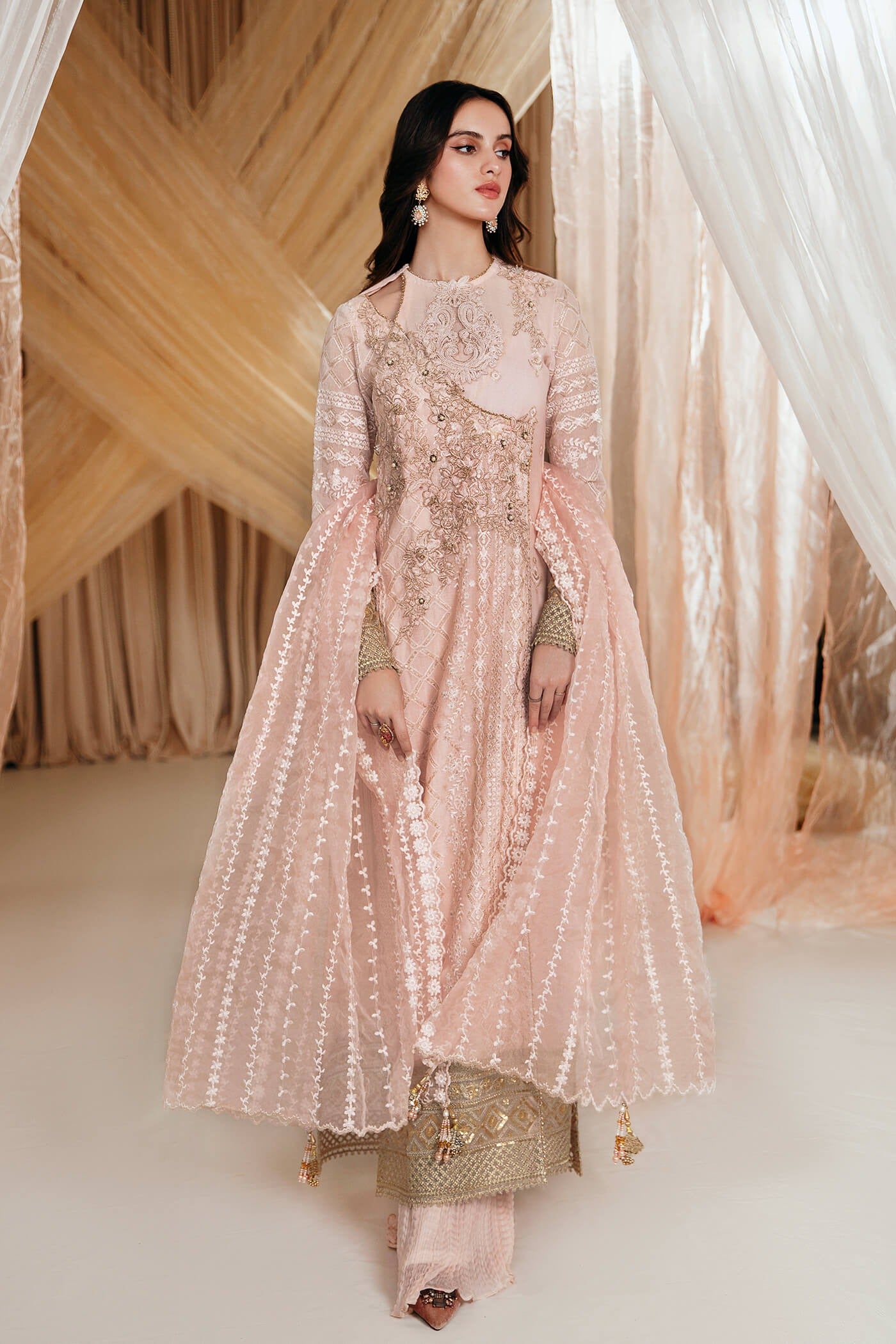 Rose | Pink Cotton Embroidered Angrakha Sharara