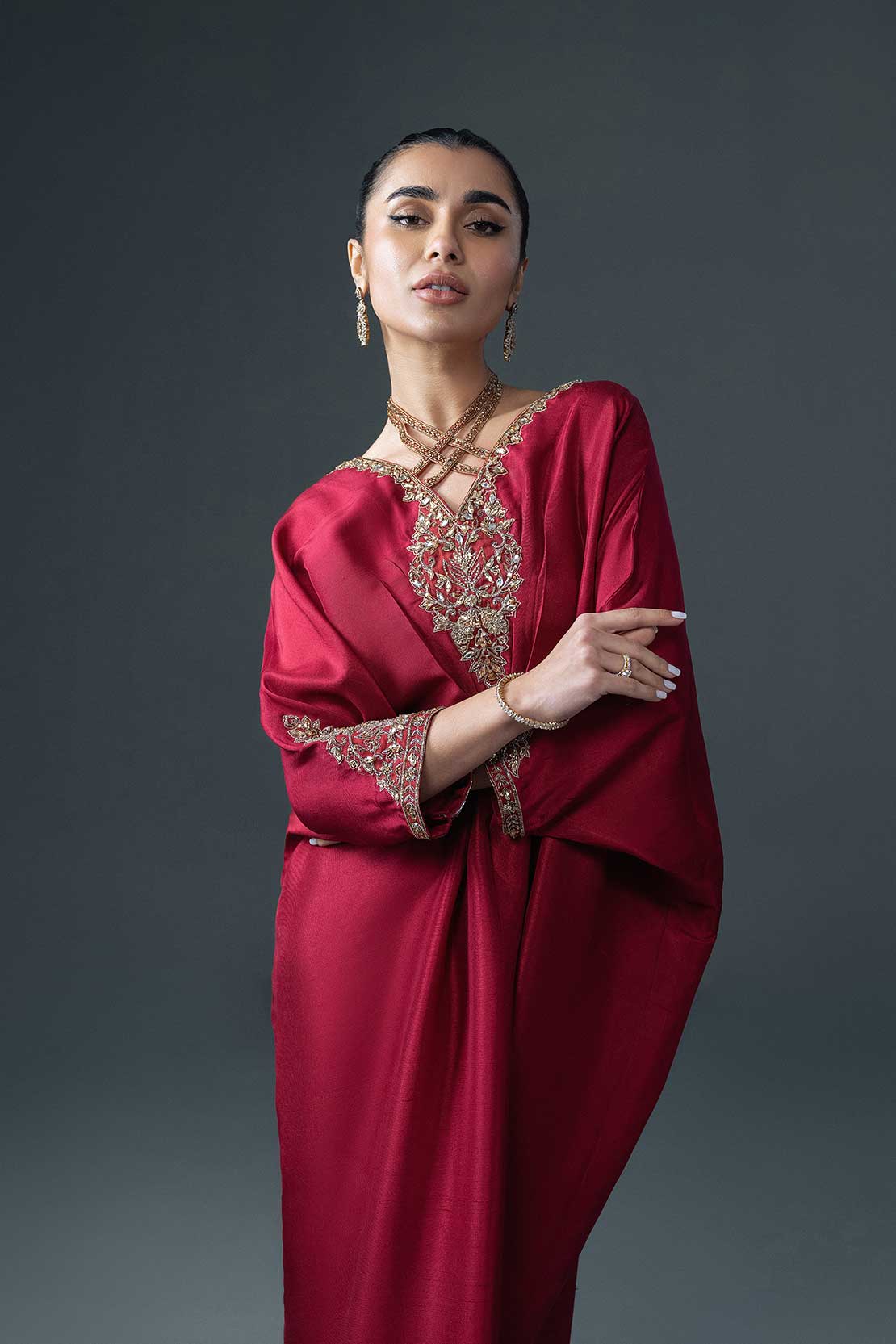 Raaya Red | Silk Embellished Kaftan