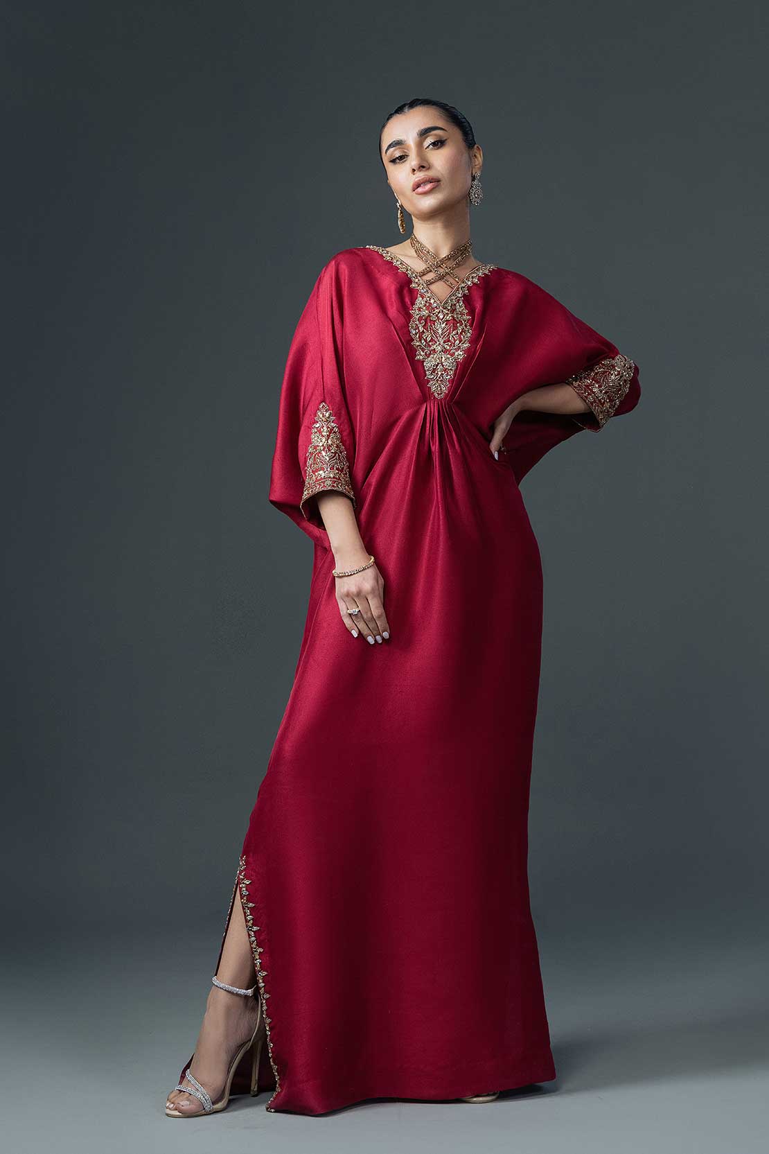 Raaya Red | Silk Embellished Kaftan