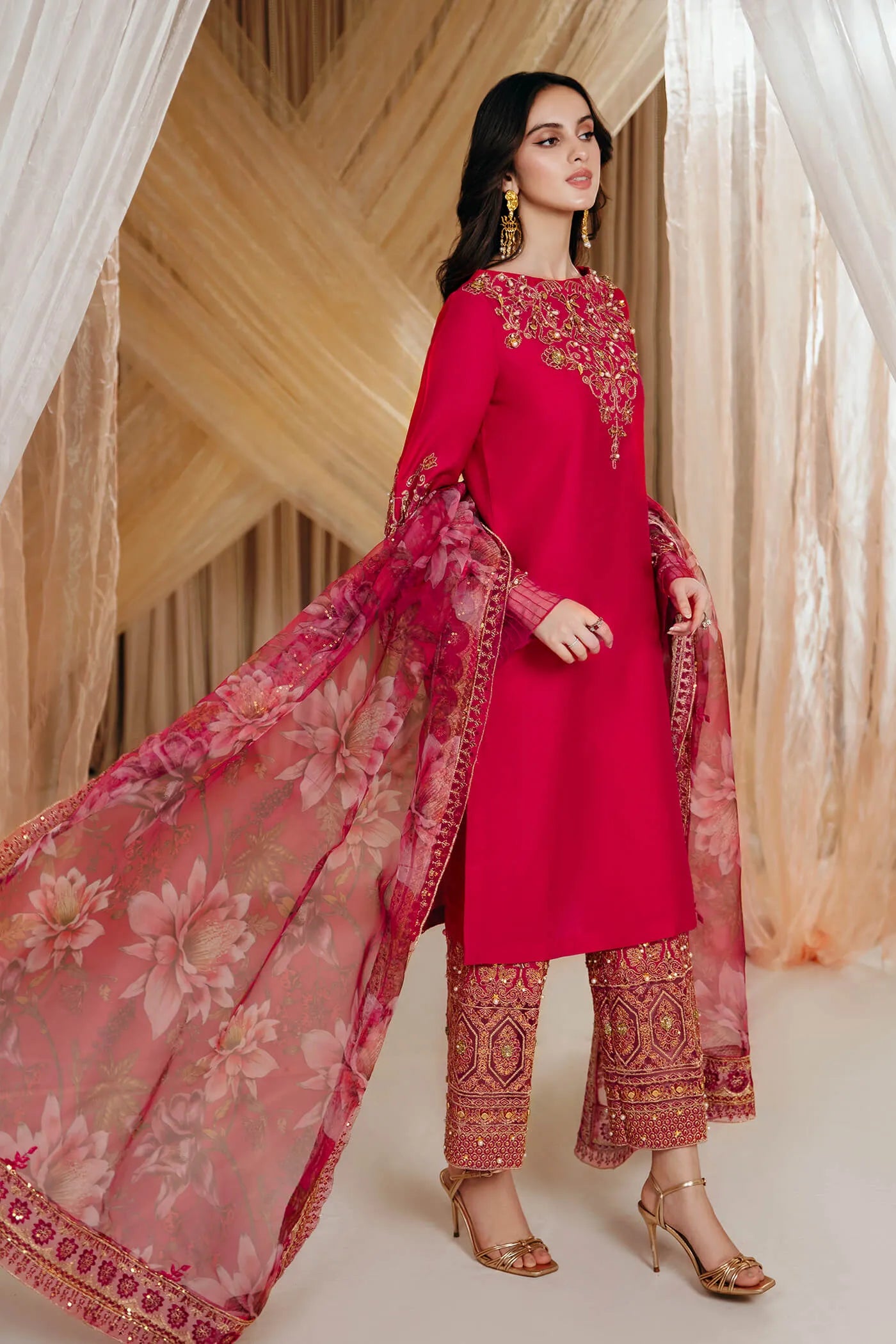 Radiant Bloom | Embellished Premium Silk Suit