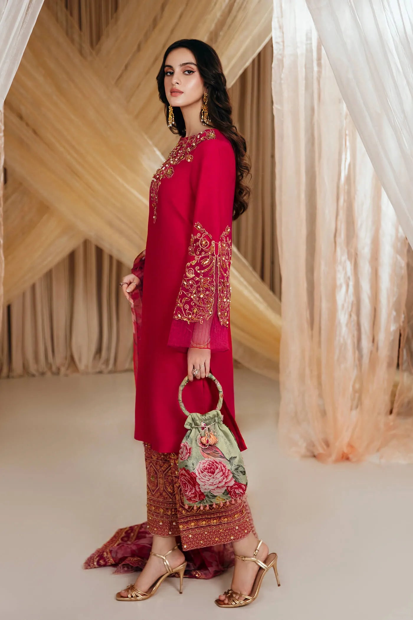 Radiant Bloom | Embellished Premium Silk Suit