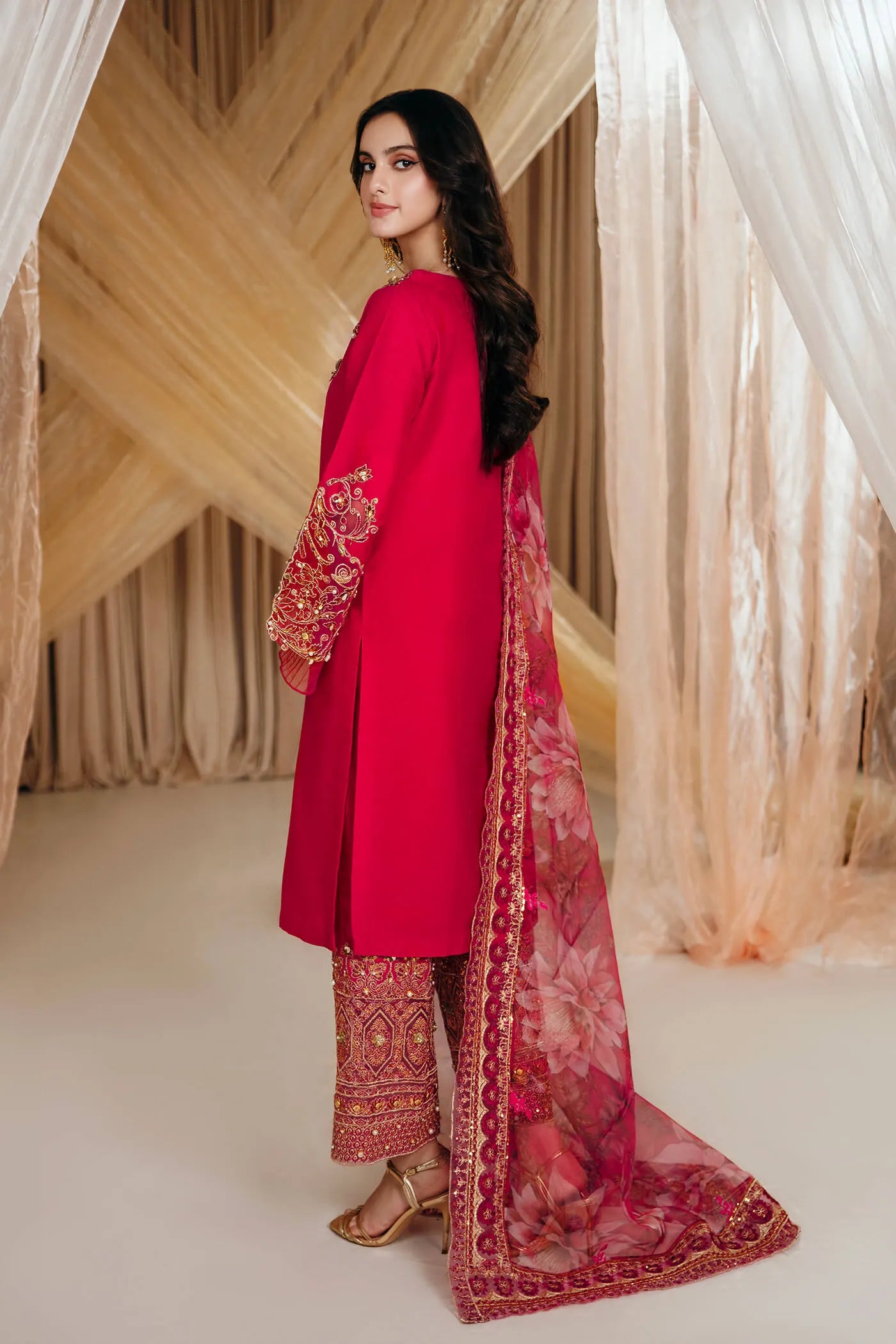 Radiant Bloom | Embellished Premium Silk Suit