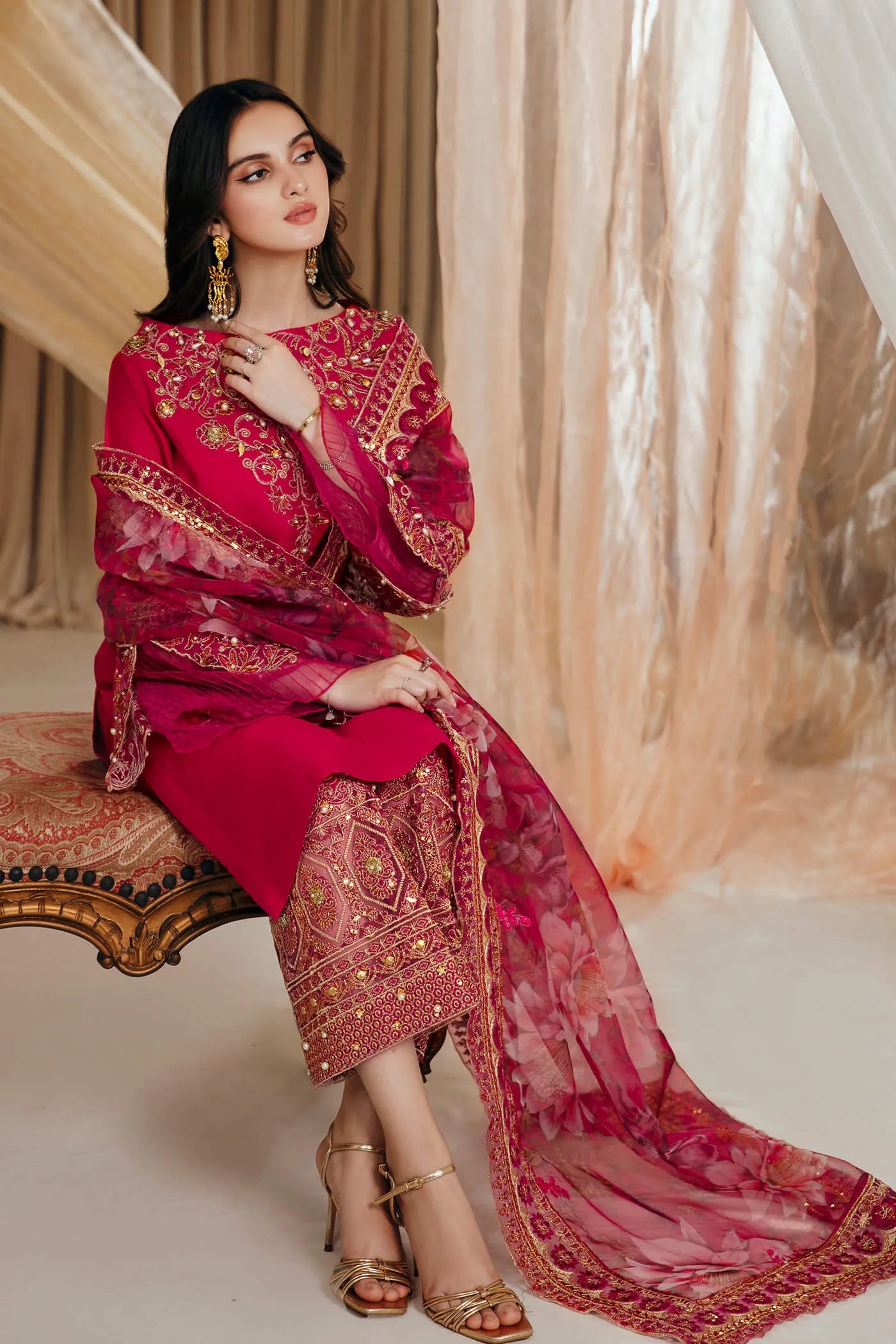 Radiant Bloom | Embellished Premium Silk Suit