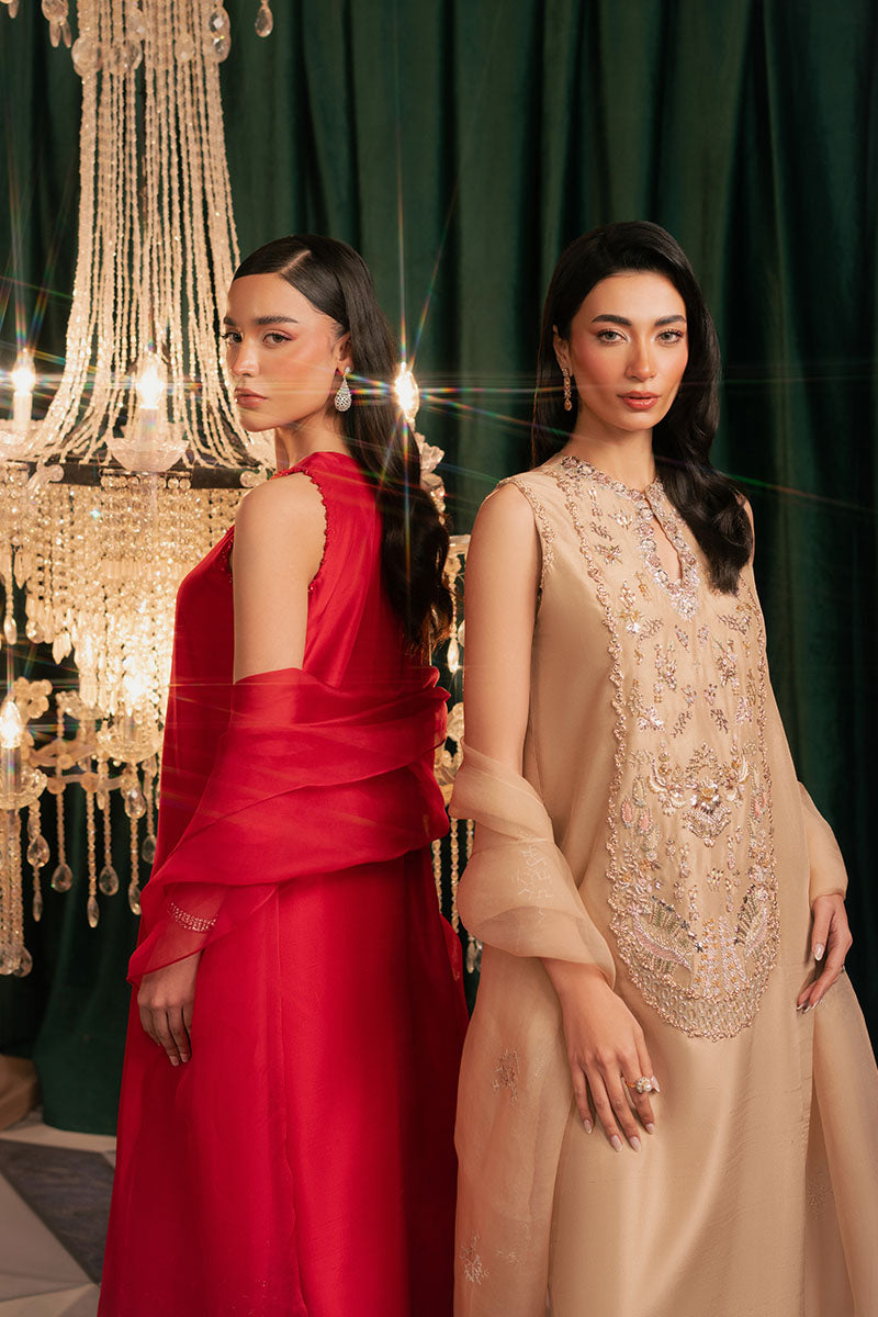 Ravira | Red Korean Silk Embellished Suit