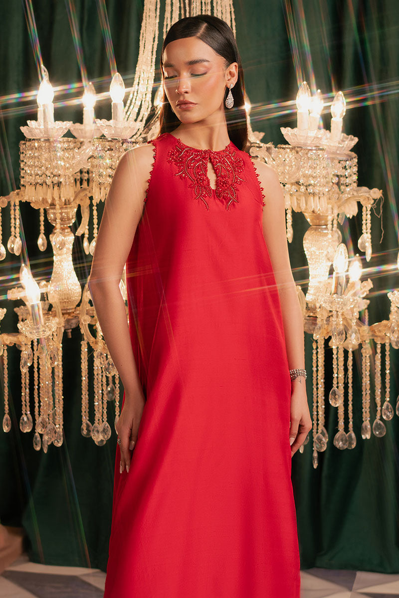 Ravira | Red Korean Silk Embellished Suit