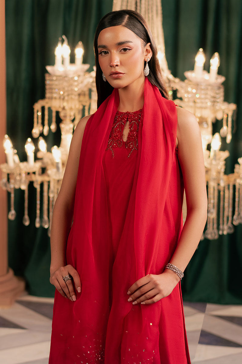 Ravira | Red Korean Silk Embellished Suit