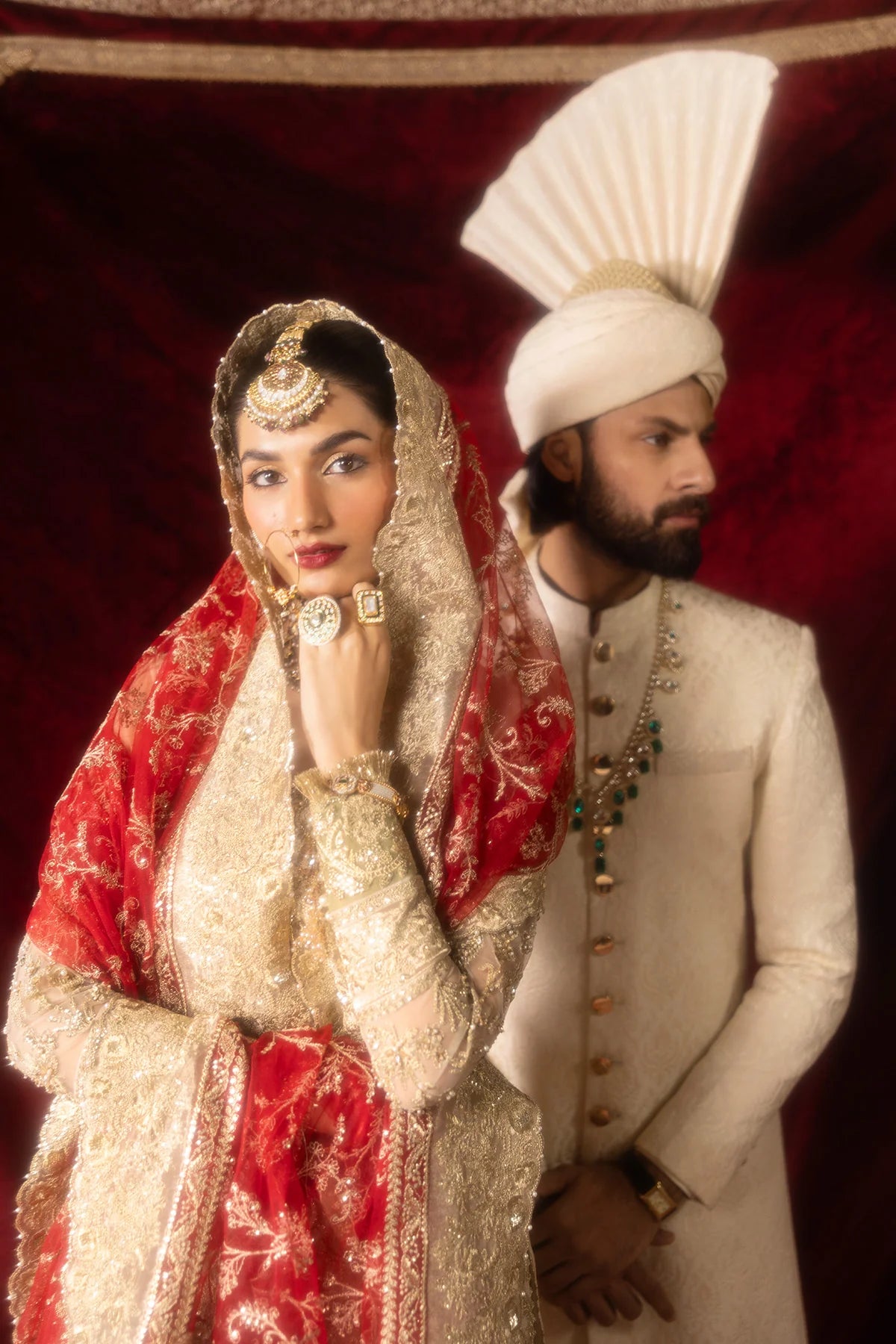 Pemaan | Beige Embroidered Hand Embellished Net Gharara