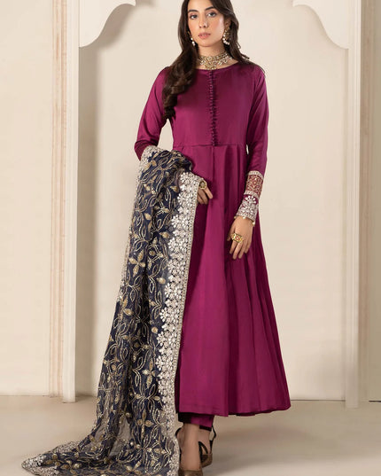 Maria B | Fusion Pink Two Tone Silk Suit