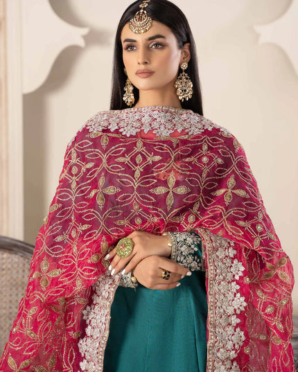Maria B | Green Two Tone Silk Suit