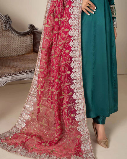 Maria B | Green Two Tone Silk Suit